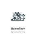 Bale of hay outline vector icon. Thin line black bale of hay icon, flat vector simple element illustration from editable farming Royalty Free Stock Photo