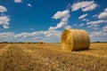 Bale of hay under the blue sky Royalty Free Stock Photo