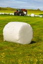 Bale of hay wrapped in plastic foil, Norway Royalty Free Stock Photo