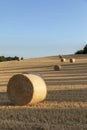 Bale of straw after harvest at the field Royalty Free Stock Photo