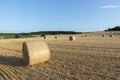 Bale of straw after harvest at the field Royalty Free Stock Photo