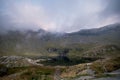 Balea glacier lake near the Transfagarasan road. Location: Ridge Fagaras, Sibiu County, Romania, Europe Royalty Free Stock Photo