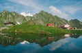 Balea glacier lake in Transfagarasan pass at summer. Crossing Carpathian mountains in Romania, Transfagarasan is one of the most s