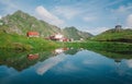 Balea glacier lake in Transfagarasan pass at summer. Crossing Carpathian mountains in Romania, Transfagarasan is one of the most s