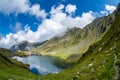 Balea glacier lake, Transfagarasan road in Romania Carpathian Fagaras mountains Royalty Free Stock Photo