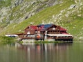 Balea Lake Chalet, on Transfagarasan road, Romania Royalty Free Stock Photo