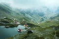 Balea lake in Fagaras mountain, Romania Royalty Free Stock Photo