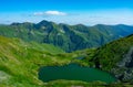 Balea Lake  with Fagaras mountain in Sibiu, Romania Royalty Free Stock Photo