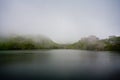 Balea Lake in Romania under a blanket of clouds