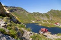 Balea Lake, seen from above. Glacial lake, on Transfagarasan highway