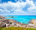 Balearic formentera island in escalo rocky beach