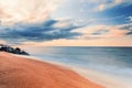 The Balearic sea in Spain. Soft Wave Of Blue Ocean On Sandy Beach. Background. Selective focus.Summer outdoor nature harmony. Summ Royalty Free Stock Photo