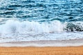 The Balearic sea in Spain. Soft Wave Of Blue Ocean On Sandy Beach. Background. Selective focus.Summer outdoor nature harmony. Summ Royalty Free Stock Photo