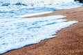 The Balearic sea in Spain. Soft Wave Of Blue Ocean On Sandy Beach. Background. Selective focus.Summer outdoor nature harmony. Summ Royalty Free Stock Photo