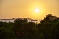 Balearic sunset from La Savina in Formentera with Es Vedra of Ibiza in background