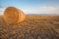 Baled Hay Rolls at Sunset