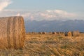 Baled Hay Rolls at Sunset