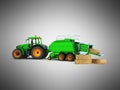 Baler-baler for tractor 3d render on gray background