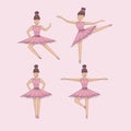 balerine cute group print poses Royalty Free Stock Photo