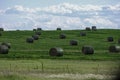 Bales of Hay on a farm field in Alberta After Harvest Royalty Free Stock Photo