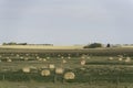 Bales of Hay on farm field after harvest Royalty Free Stock Photo