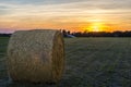 Bales Of Hay In Farm Fields And Farmland In Grass