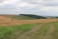 Square Bales field waiting to be harvested on a summers day in the UK