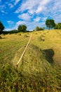 Bales of hay ready handmade with rake