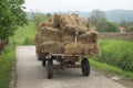 Bales of hay stacked in the cart