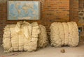 Bales of raw wool ready to be woven Mexico