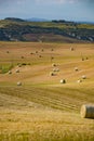 Bales of straw on a harvested field, Tuscany, Italy, Europe Royalty Free Stock Photo
