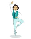 Vector illustration of a male ballet dancer in passe position