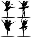 Black and white set of dancing fairies ballerinas Royalty Free Stock Photo