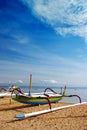 Bali beach & boat at seaside Royalty Free Stock Photo