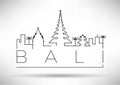 Bali City Line Silhouette Typographic Design