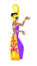 Bali dancer in flat style, woman performing sekar dance of Indonesia