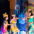 Bali dancers performing Ramayana Ballet at Ubud Royal Palace in Ubud, Bali, Indonesia