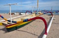 Bali Fishing Boat On Beach, Sanur, Indonesia. Royalty Free Stock Photo