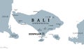 Bali, gray political map, a province and island of Indonesia