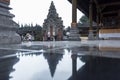 Bali, Indonesia - Apr 11, 2019. - temple gate in Pura Ulun Danu Bratan temple with reflection on floor in Bratan lake, is famous