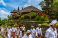 BALI INDONESIA - APRIL 26: Prayers in Pura Besakih Temple on April 26, 2016 in Bali Island, Indonesia