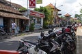 Row of motorbike in Ubud street Royalty Free Stock Photo