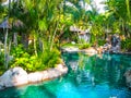 Bali, Indonesia - April 13, 2014: View of swimming pool at Coral View Villas