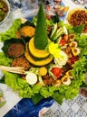 Nasi tumpeng, rice with cone shape. Traditional Indonesia cuisine