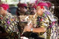 BALI, INDONESIA, DECEMBER, 24,2014: Musicians in the troupe play Royalty Free Stock Photo