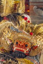 Close-up of the head of a Barong - a mythological lion- at a traditional Balinese dance in Ubud. Royalty Free Stock Photo