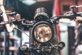 BALI, INDONESIA - FEBRUARY 19, 2018: Modern motorcycle headlight closeup. Royalty Free Stock Photo