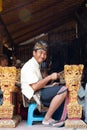 Bali - Indonesia - 10.22.2015: Happy indonesian musician dressed in traditional clothes with a big smile