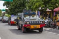 Indonesian police combat car at a street ceremony in Gianyar, island Bali, Indonesia Royalty Free Stock Photo