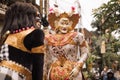 Bali, Indonesia - January 17 2023: Traditional celebration ritual in Bali, Indonesia. Traditional Balinese ceremony on the streets